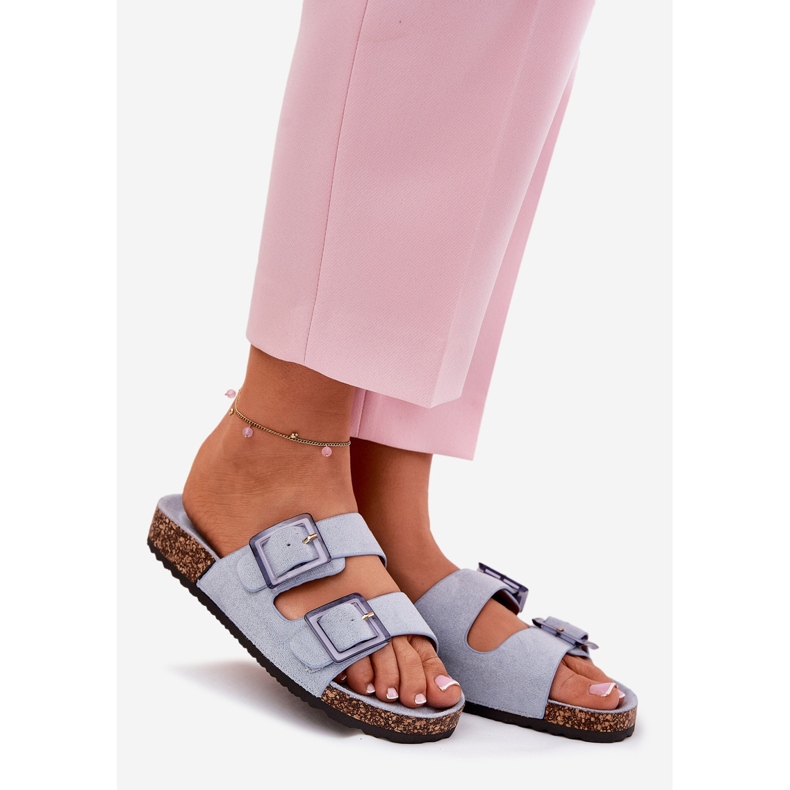 Flip -flops pentru femei cu cleme pe albastru de plută 1