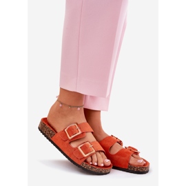 Flip -flops pentru femei cu cleme pe o talpă portocalie din Cork portocale 1