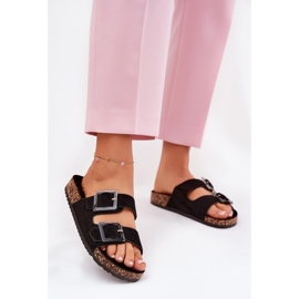 Flip -flops pentru femei cu cleme pe talpa de talpă neagră din Cork negru 2