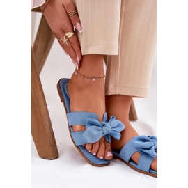 Flip -flops pentru femei cu un arc albastru 6