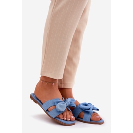 Flip -flops pentru femei cu un arc albastru 1