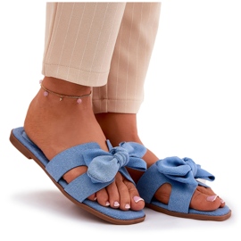 Flip -flops pentru femei cu un arc albastru 10