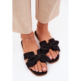 Flip -flops pentru femei cu un arc negru 5