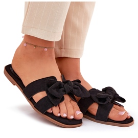 Flip -flops pentru femei cu un arc negru 10