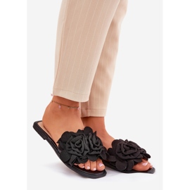 Flip -flop -uri pentru femei cu flori decorative cu flori decorative de flori negre negru 1