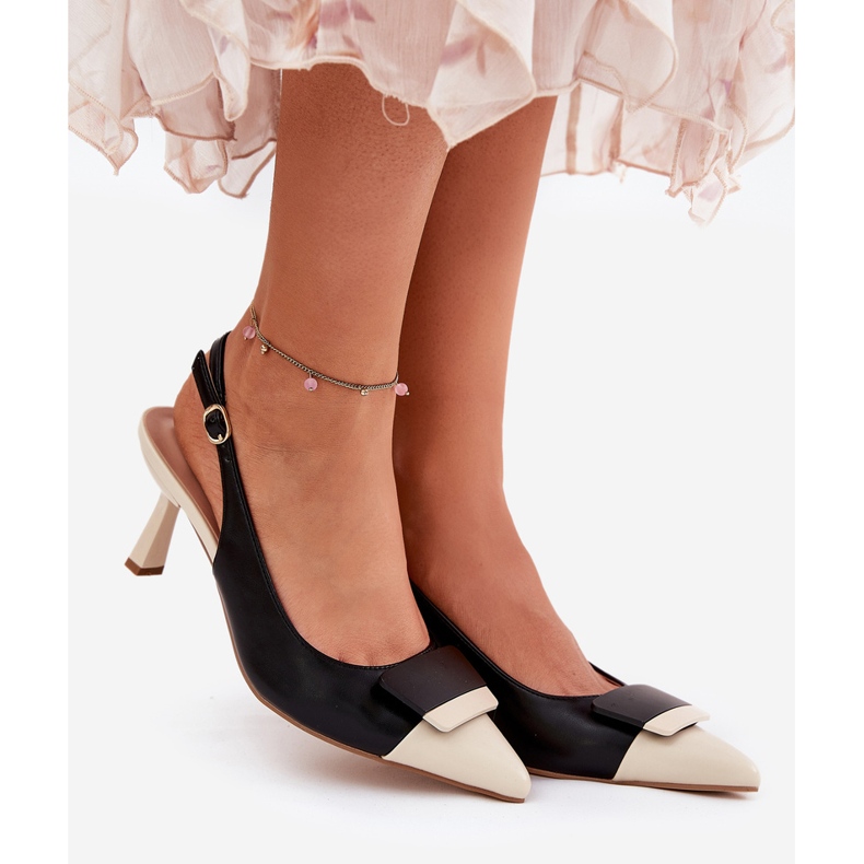 Tocuri înalte elegante cu decorare eco eco piele negru 1