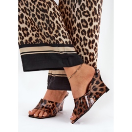 Picted Flip Flip Flops Brown Leopard Leopard Print maro 5