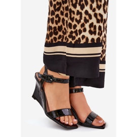 Sandale pentru femei pictate pe pană neagră negru 1