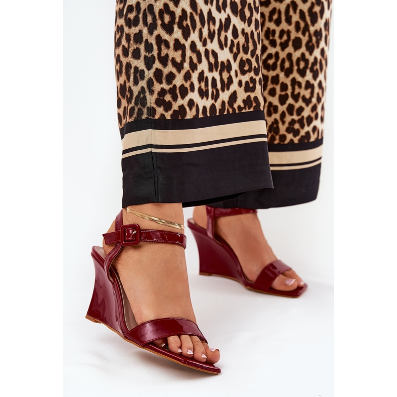 Sandale pentru femei pictate pentru panouri de visiniu roșu 2