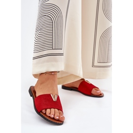 Flip -flop -uri pentru femei cu flatale cu detalii roșii decorative roșu 2