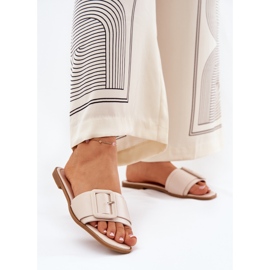 Rezumate plate pentru femei din piele eco cu cataramă bej 2