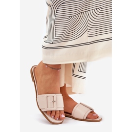 Rezumate plate pentru femei din piele eco cu cataramă bej 1