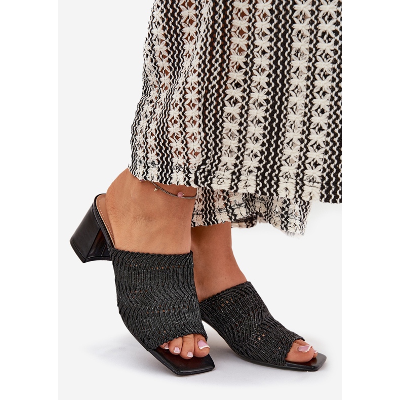 Flip -flops pentru femei cu tocuri negre negru 1