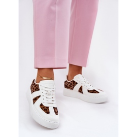 Adidași pentru femei cu imprimeu leopard pe platformă alb 2