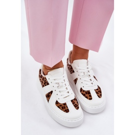Adidași pentru femei cu imprimeu leopard pe platformă alb 5
