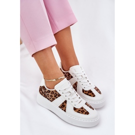 Adidași pentru femei cu imprimeu leopard pe platformă alb 7