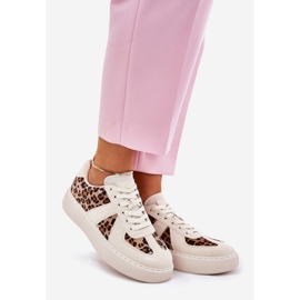 Adidași pentru femei cu imprimeu leopard pe platforma bej 1