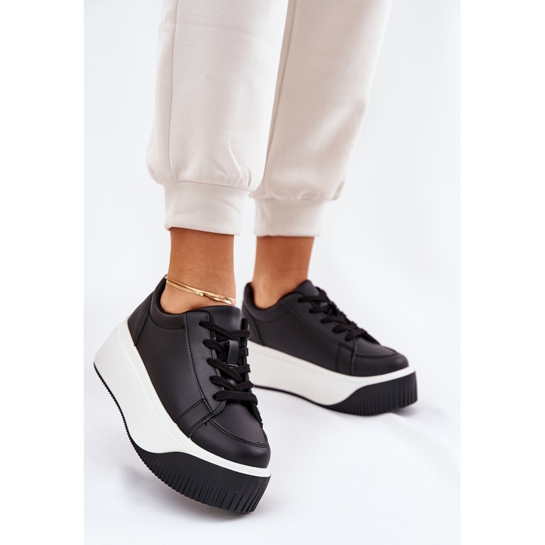 Adidași pe o platformă masivă netedă netedă negru 2