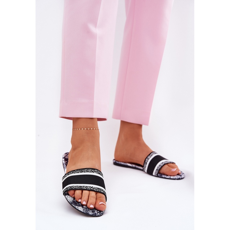 Flaps pentru femei plate cu model negru negru 2