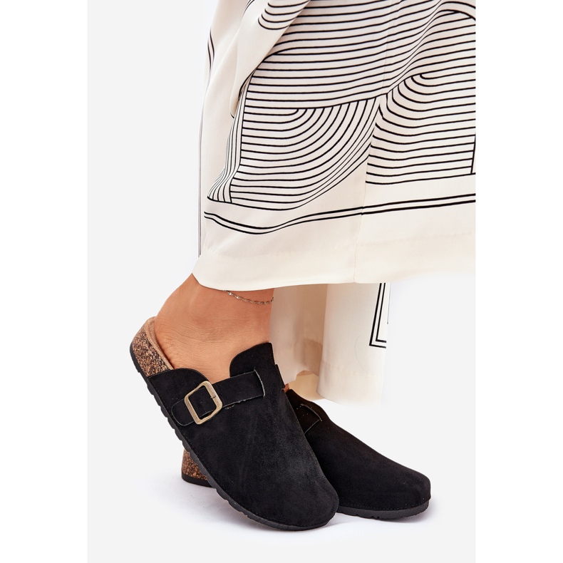 Papuci pentru femei și pe platformă cu clemă neagră negru 1