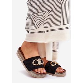 Flip -flops pentru femei pe platformă cu sclipici și decor auriu negru negru 1