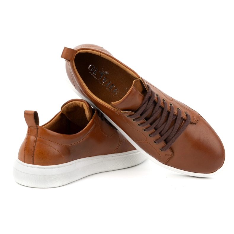 Olivier Pantofi sport pentru bărbați din piele cu șireturi 434KNT maro 6