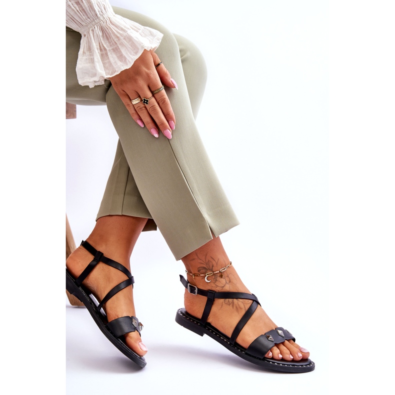 Sandale pentru femei cu știfturi S.Barski KV-YXD072-1 Negru 4