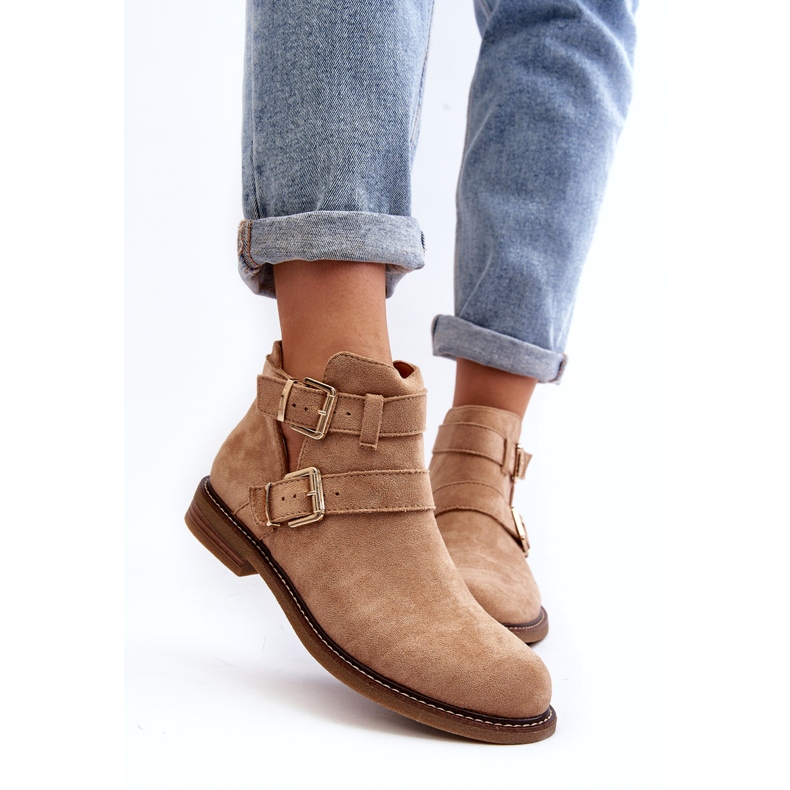 Tocuri plate pentru femei cu dungi bej 5