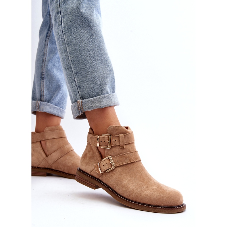 Tocuri plate pentru femei cu dungi bej 4