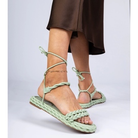 Sandale verzi pentru femei împletite verde 1