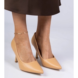 Pompe clasice maro pe un călcâi înalt eco -ple 1 Pompe clasice maro pe un călcâi înalt eco -ple 1