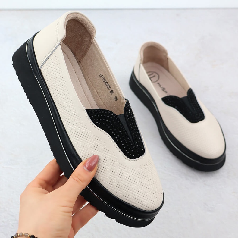 Pantofi pentru femei pentru femei Filippo perforate bej 1