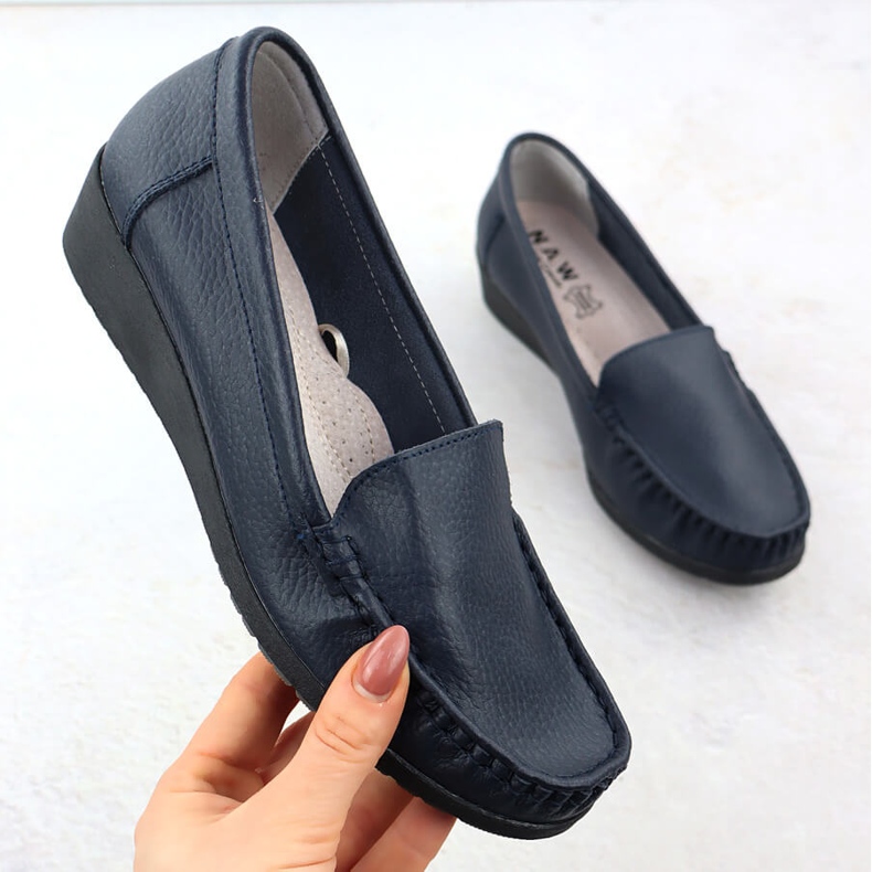 Plăcile din piele pentru femei pe o platformă Navy Blue Sabatina JHY03 albastru 1