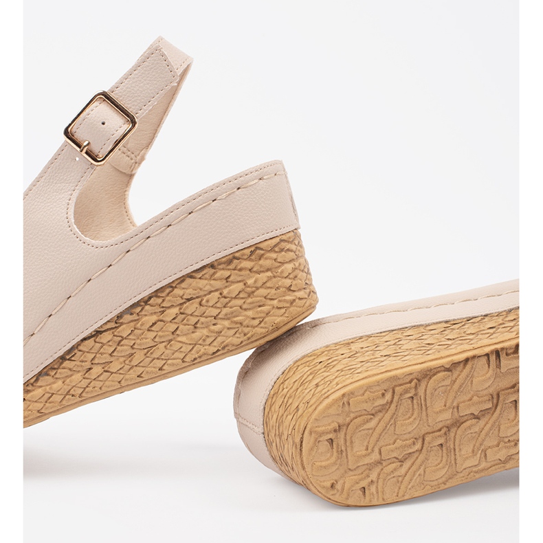 Goodin Sandale ușoare -pe o pană joasă bej 2