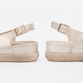 Goodin Sandale aurii cu branț din piele de aur 1