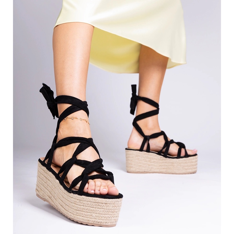 Espadrilles negri pe o platformă înaltă negru 2