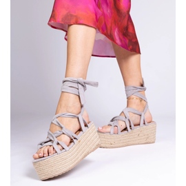 Sandale gri espadrilles pe o platformă înaltă 2