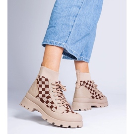 Adidași de cizme maro pe platformă 1