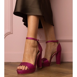 Sandale cu sclipici ridicate pentru femei roz 1