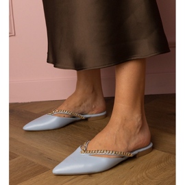Flip -flop -flop -uri elegante albastre decorate cu un lanț albastru 3