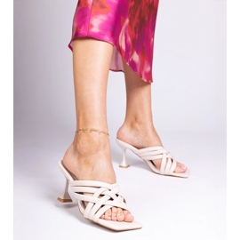 Sandale elegante cu toc bej de la Bourget 1