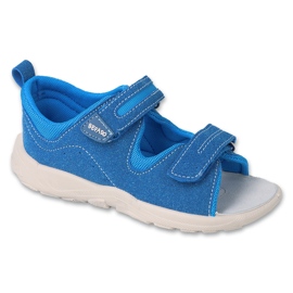 Sandale copii Befado, inserție din piele 721X023, Velcro albastru 1