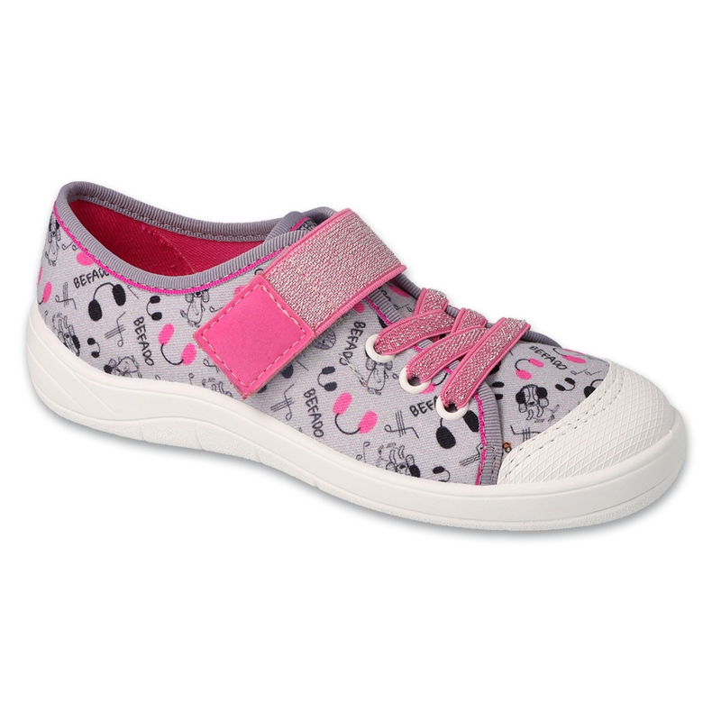 Papuci copii Befado cu velcro 351Y024, aplicatii gri 1