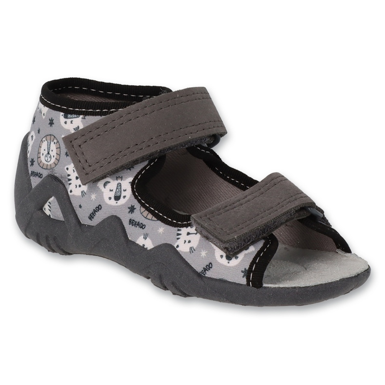 Papuci copii Befado cu inserție din piele 350P047 gri 1