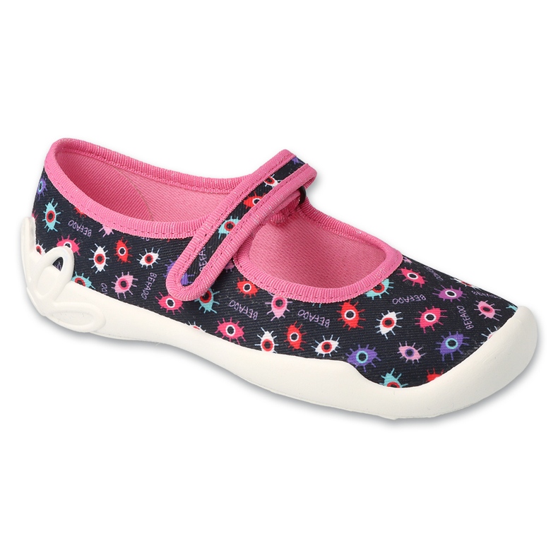 Papuci pentru copii Befado 114Y518 negru și roz cu modele colorate 1 Papuci pentru copii Befado 114Y518 negru și roz cu modele colorate 1