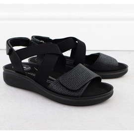 Sandale confortabile pentru femei pentru Velcro Black Jezzi 24142 negru 2