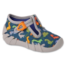 Papuci copii Befado cu închizătoare 110N495, verde cu dragoni 1 Papuci copii Befado cu închizătoare 110N495, verde cu dragoni 1