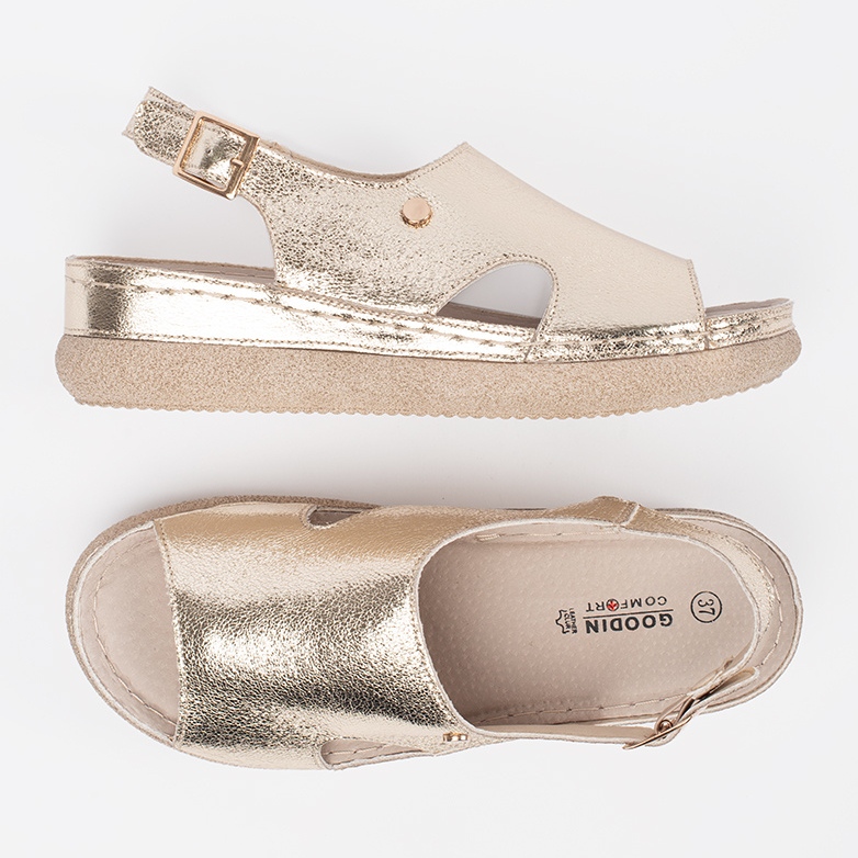 Goodin Sandale plate aurii cu cataramă de aur 1