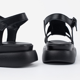 Goodin Sandale elegante din piele neagră pe platformă negru 1