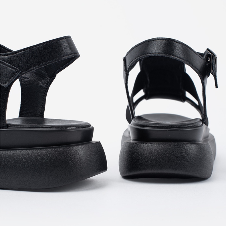 Goodin Sandale elegante din piele neagră pe platformă negru 1